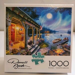 Buffalo Games & Puzzles Darrell Bush Moonlight Lodge 1000 Piece Puzzle (W79)